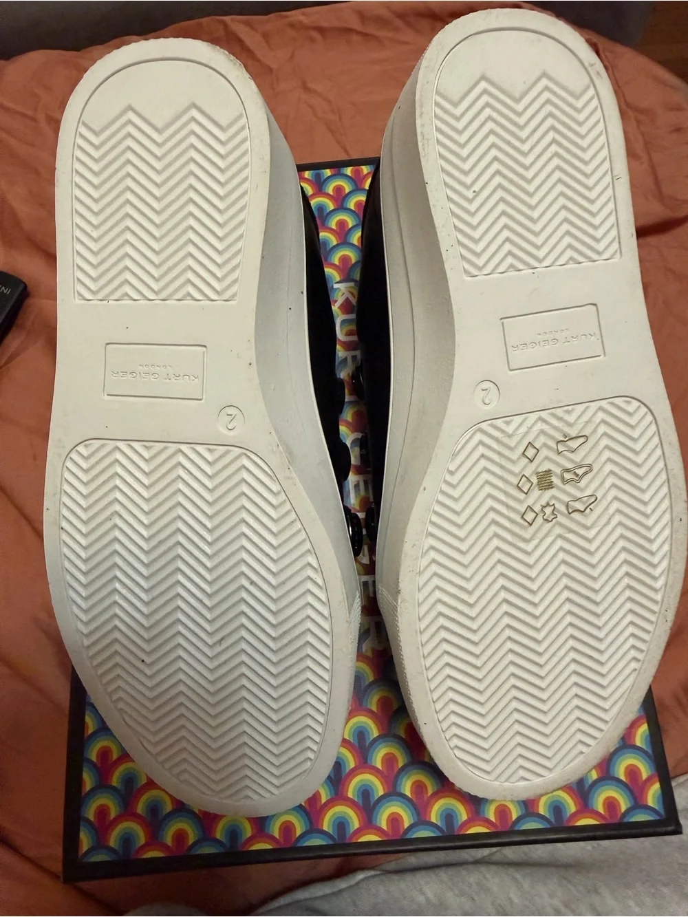 Kurt Geiger Kids Black Slip-On Sneakers with Multicolor Gem Accents